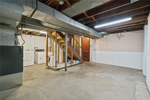 119 Hillcrest Dr, Ross Twp, PA 15237 - unfinished basement with independent washer and dryer and stairway