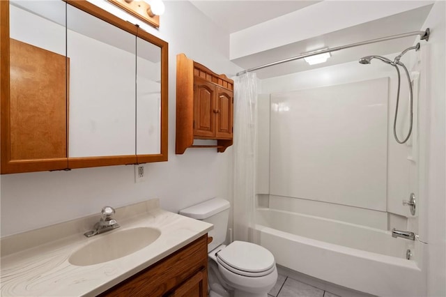 119 Hillcrest Dr, Ross Twp, PA 15237 - full bath with toilet, shower / bathtub combination with curtain, vanity, and tile patterned floors
