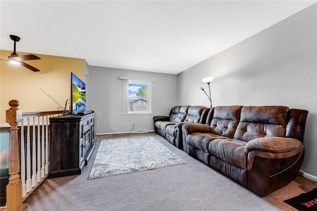 118 Arrow Dr, Elizabeth Twp/Boro, PA 15037 - living area featuring carpet flooring, a ceiling fan, and baseboards