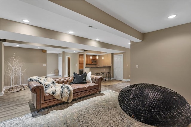 117 Majestic Dr, Adams Twp, PA 16046 - living area featuring light wood-style flooring, baseboards, and recessed lighting