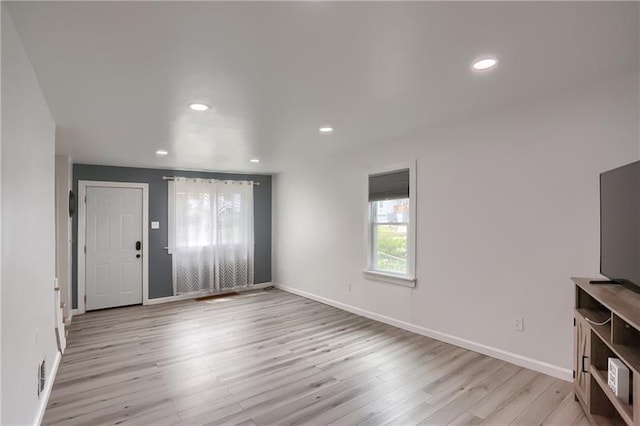 622 Ascension Dr, West Mifflin, PA 15122 - unfurnished living room featuring light wood-style flooring, recessed lighting, and baseboards