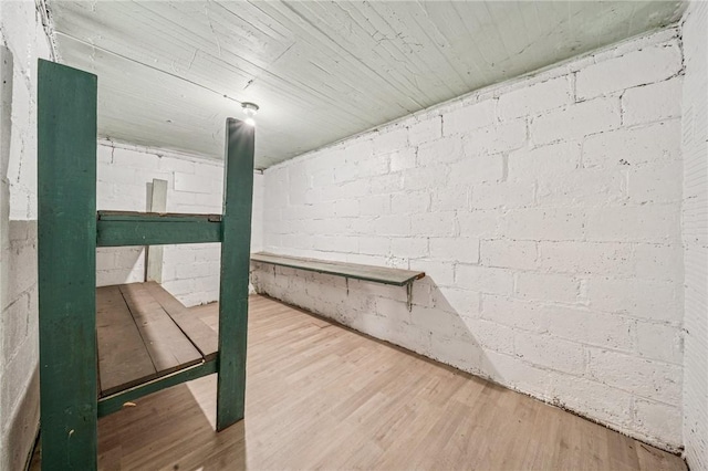 1422 Meadow St, Mckeesport, PA 15132 - finished below grade area featuring wood finished floors and concrete block wall