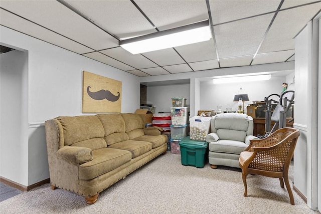830 W Pike St, Chartiers, PA 15342 - living area with carpet, a paneled ceiling, and baseboards