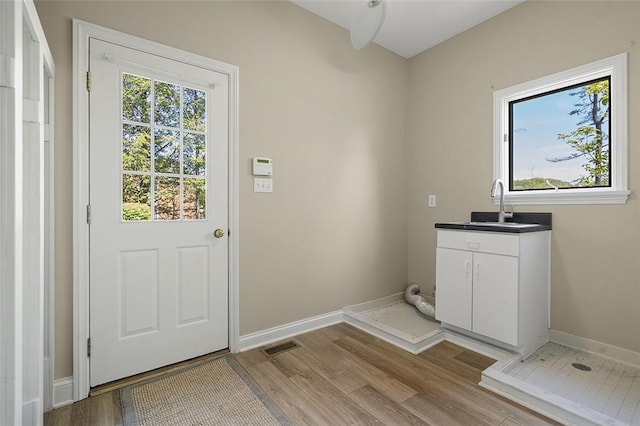 3702 Millstone Ct, Murrysville, PA 15668 - washroom with a sink, light wood-type flooring, and baseboards