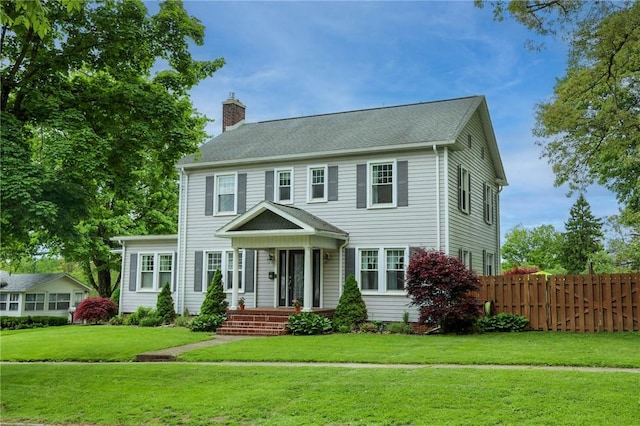 120 S Shenango St, Mercer Boro Mer, PA 16137 - colonial-style house featuring a chimney and covered porch