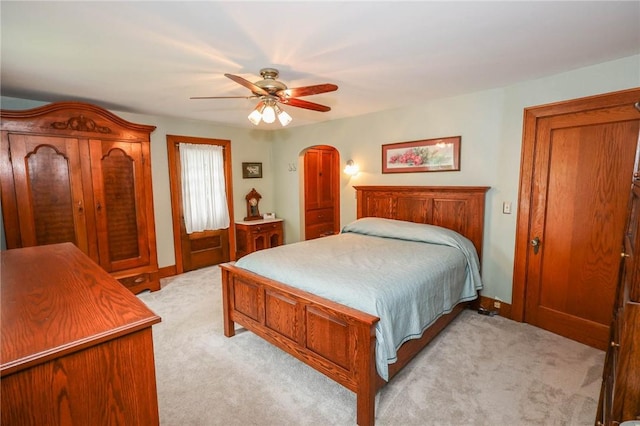 120 S Shenango St, Mercer Boro Mer, PA 16137 - bedroom featuring light carpet, arched walkways, and a ceiling fan