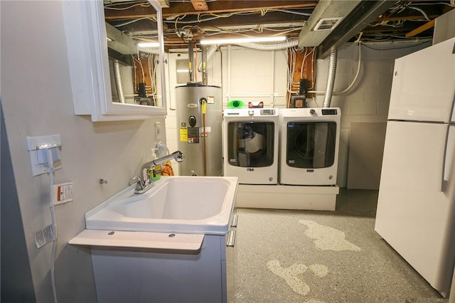 120 S Shenango St, Mercer Boro Mer, PA 16137 - laundry area with electric water heater and separate washer and dryer