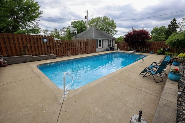120 S Shenango St, Mercer Boro Mer, PA 16137 - view of swimming pool featuring a fenced backyard, a patio, and a diving board
