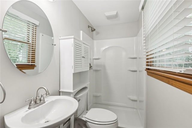 362 Fruitwood Dr, Bethel Park, PA 15102 - bathroom with a sink, a walk in shower, and toilet