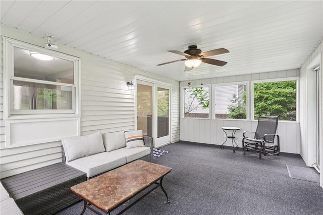 362 Fruitwood Dr, Bethel Park, PA 15102 - sunroom with a ceiling fan and an outdoor living space