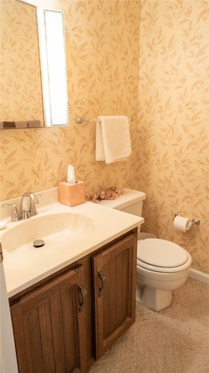 4895 Lucerne Rd, White Twp Ind, PA 15701 - half bath with vanity, toilet, wallpapered walls, and baseboards