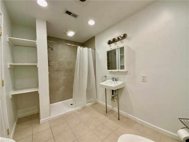 403 Virginia Ave, Harmony Twp Bea, PA 15003 - full bathroom with a stall shower, tile patterned flooring, baseboards, recessed lighting, and toilet