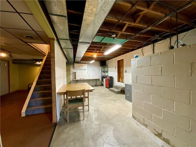 403 Virginia Ave, Harmony Twp Bea, PA 15003 - unfinished below grade area with stairs and concrete block wall