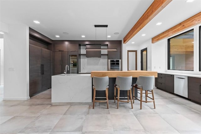 409 Fox Chapel Rd, Fox Chapel, PA 15238 - kitchen featuring modern cabinets, open shelves, stainless steel appliances, light countertops, and recessed lighting