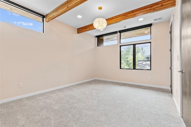 409 Fox Chapel Rd, Fox Chapel, PA 15238 - spare room featuring beamed ceiling, carpet flooring, and baseboards