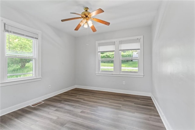 947 Pine St, Ambridge, PA 15003 - spare room with baseboards, ceiling fan, and wood finished floors