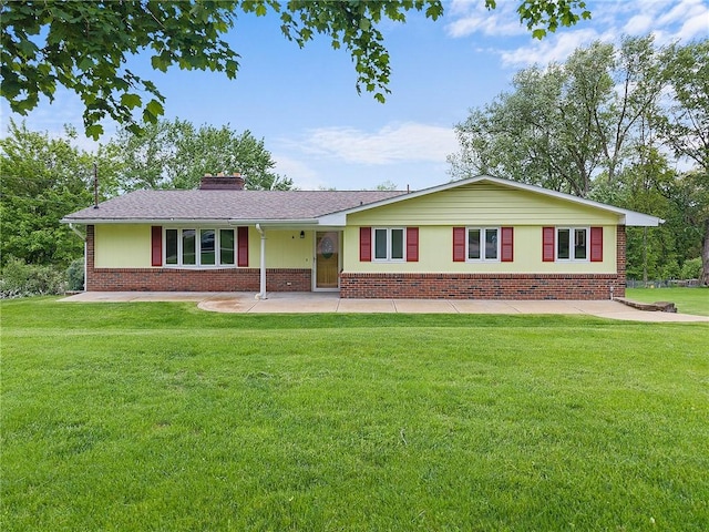 108 Meadowvue Dr, Marshall, PA 15090 - single story home featuring brick siding, a front yard, and a chimney