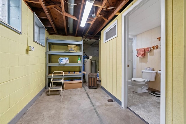 128 Wise Rd, City Of But Se, PA 16002 - unfinished basement featuring concrete block wall and a water softener system