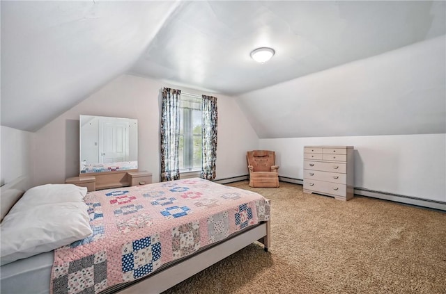 601 Depot St, Jamestown, PA 16134 - carpeted bedroom featuring lofted ceiling, a baseboard heating unit, and baseboard heating