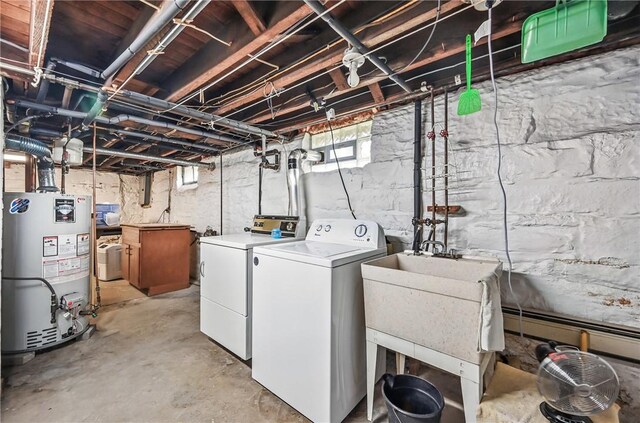 601 Depot St, Jamestown, PA 16134 - laundry room with gas water heater and washing machine and clothes dryer