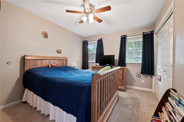 244 Elmtree Rd, New Kensington, PA 15068 - bedroom featuring carpet, baseboards, and a ceiling fan