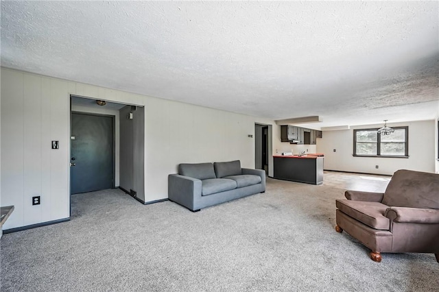 13035 State Highway 618, Conneaut Lake Cra, PA 16316 - living room with a textured ceiling, light colored carpet, and baseboards