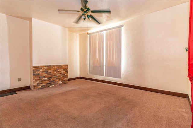 2605 Fayette St, Mckeesport, PA 15132 - carpeted empty room featuring a ceiling fan and baseboards
