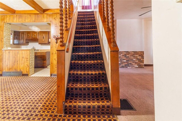 2605 Fayette St, Mckeesport, PA 15132 - stairs with carpet flooring