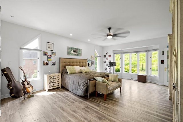 323 Snowberry Cir, Peters Twp, PA 15367 - bedroom featuring light wood-style flooring, baseboards, recessed lighting, and ceiling fan