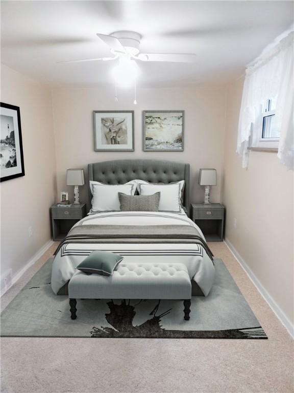507 Bon Air Rd, Penn Hills, PA 15235 - carpeted bedroom featuring ceiling fan and baseboards