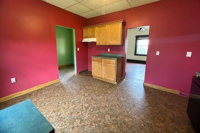 582 Spruce Ave, Sharon, PA 16146 - kitchen featuring a paneled ceiling, baseboards, and under cabinet range hood