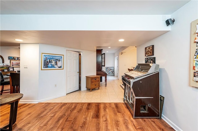 585 Agnes St, Hempfield Twp Wml, PA 15601 - hall featuring light wood-type flooring, recessed lighting, and baseboards