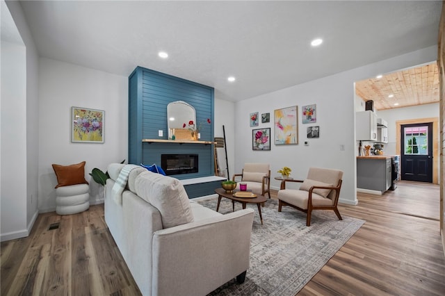 103 Depot St, Midway, PA 15060 - living area with recessed lighting, baseboards, light wood finished floors, and a fireplace