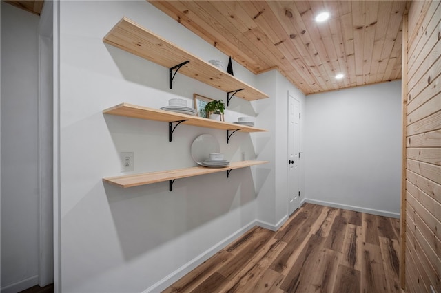 103 Depot St, Midway, PA 15060 - bar with wood ceiling, wood finished floors, recessed lighting, and baseboards