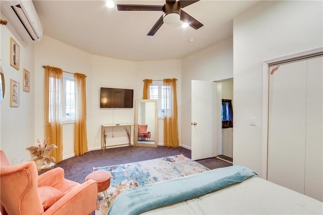 514 Knoll St, Central North Side, PA 15212 - carpeted bedroom with a wall mounted air conditioner, multiple windows, and baseboards