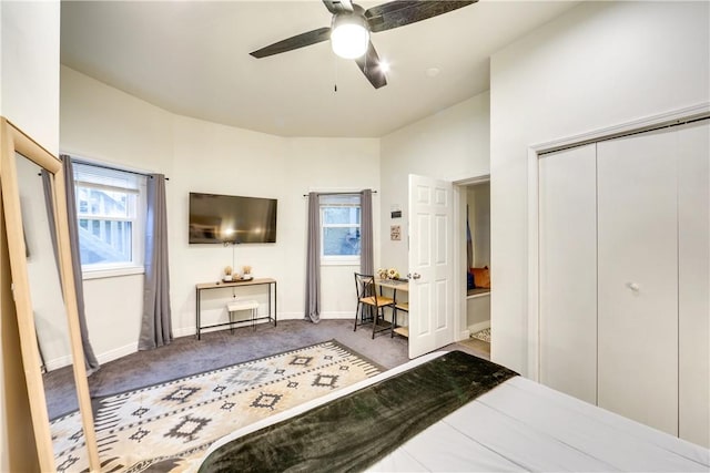 514 Knoll St, Central North Side, PA 15212 - bedroom featuring multiple windows, carpet, baseboards, and a ceiling fan