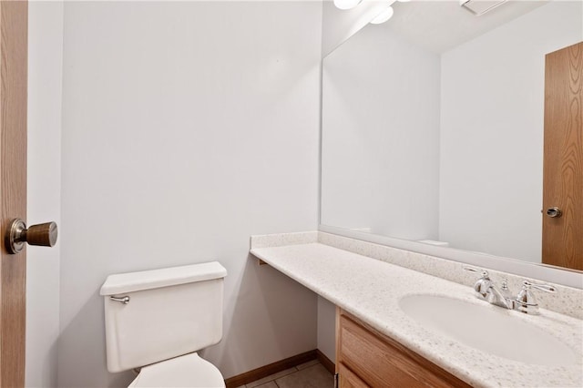 22 Ashford Dr, Cranberry Twp, PA 16066 - half bath with toilet, vanity, tile patterned floors, and baseboards