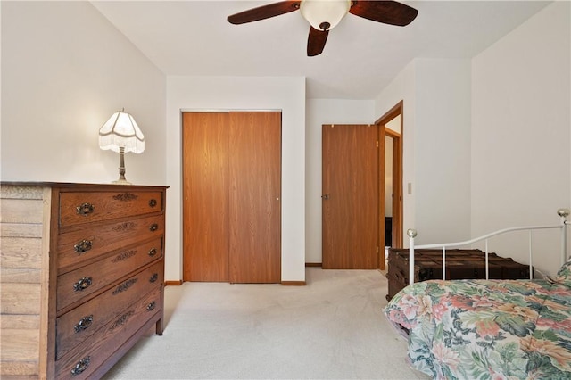 22 Ashford Dr, Cranberry Twp, PA 16066 - bedroom featuring light colored carpet, a closet, baseboards, and ceiling fan