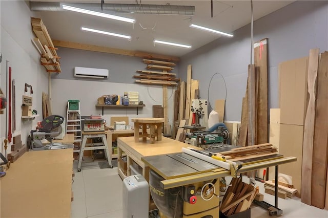 500 Shady Ln, Slippery Rock Twp Law, PA 16117 - garage featuring a wall unit AC and a workshop area