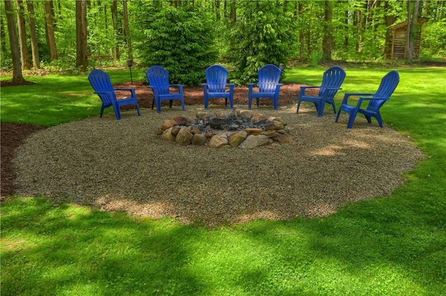 500 Shady Ln, Slippery Rock Twp Law, PA 16117 - view of green lawn featuring an outdoor fire pit