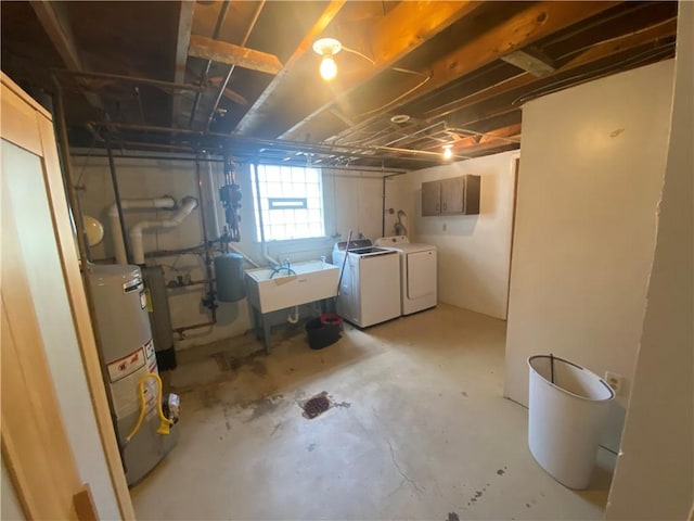501 Kingsley Ave, Brentwood, PA 15227 - below grade area with independent washer and dryer, gas water heater, and a sink