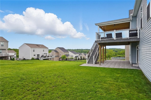 3005 Sir Charles Dr, Cecil, PA 15057 - view of grassy yard with a patio area, a residential view, stairs, and a deck