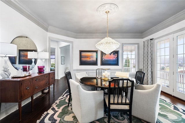 506 Villa Dr, Peters Twp, PA 15367 - dining area with a chandelier, crown molding, and wood finished floors
