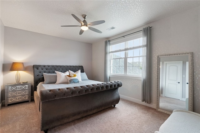 506 Villa Dr, Peters Twp, PA 15367 - bedroom featuring carpet floors, a ceiling fan, and a textured ceiling