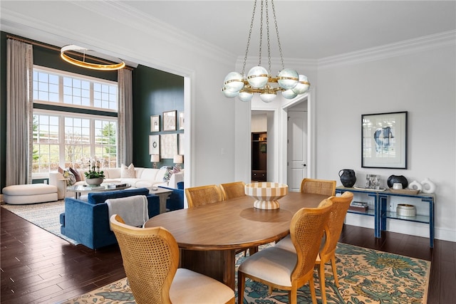 506 Villa Dr, Peters Twp, PA 15367 - dining space featuring ornamental molding, hardwood / wood-style flooring, and a chandelier