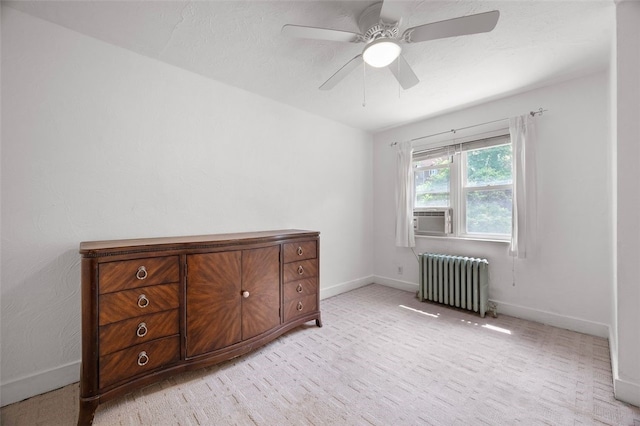3983 Beechwood Blvd, Squirrel Hill, PA 15217 - bedroom with radiator heating unit, baseboards, light colored carpet, and cooling unit