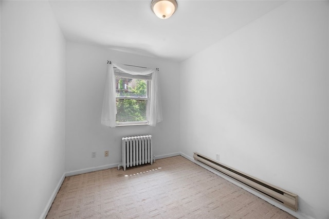 3983 Beechwood Blvd, Squirrel Hill, PA 15217 - carpeted empty room featuring radiator, a baseboard heating unit, and baseboards