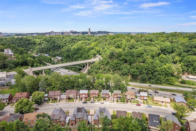 3983 Beechwood Blvd, Squirrel Hill, PA 15217 - aerial view of property's location with a notable bridge and a heavily wooded area