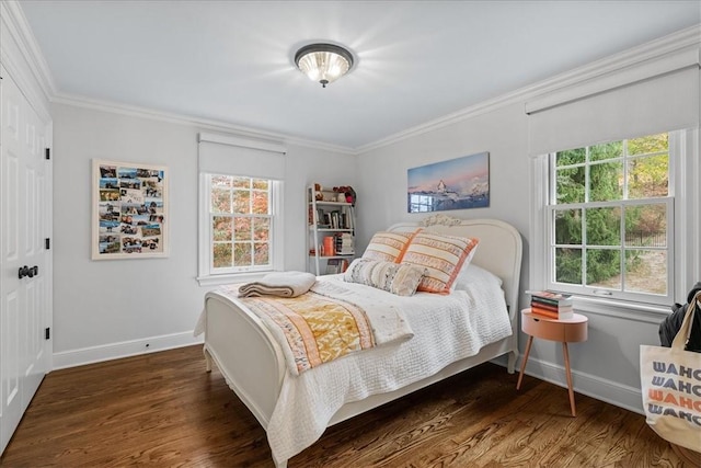 22 Woodland Rd, Edgeworth, PA 15143 - bedroom with baseboards, ornamental molding, multiple windows, and wood finished floors