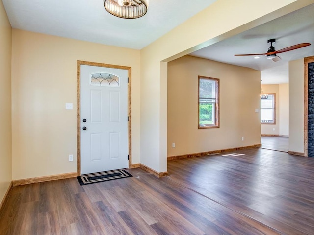 28 Line Ave, Ellwood City Law, PA 16117 - entryway featuring wood finished floors, baseboards, and ceiling fan